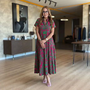 Vestido Lily™ em Viscose Leve com Gola Mandarin / Um clássico moderno para quem vive com autenticidade!