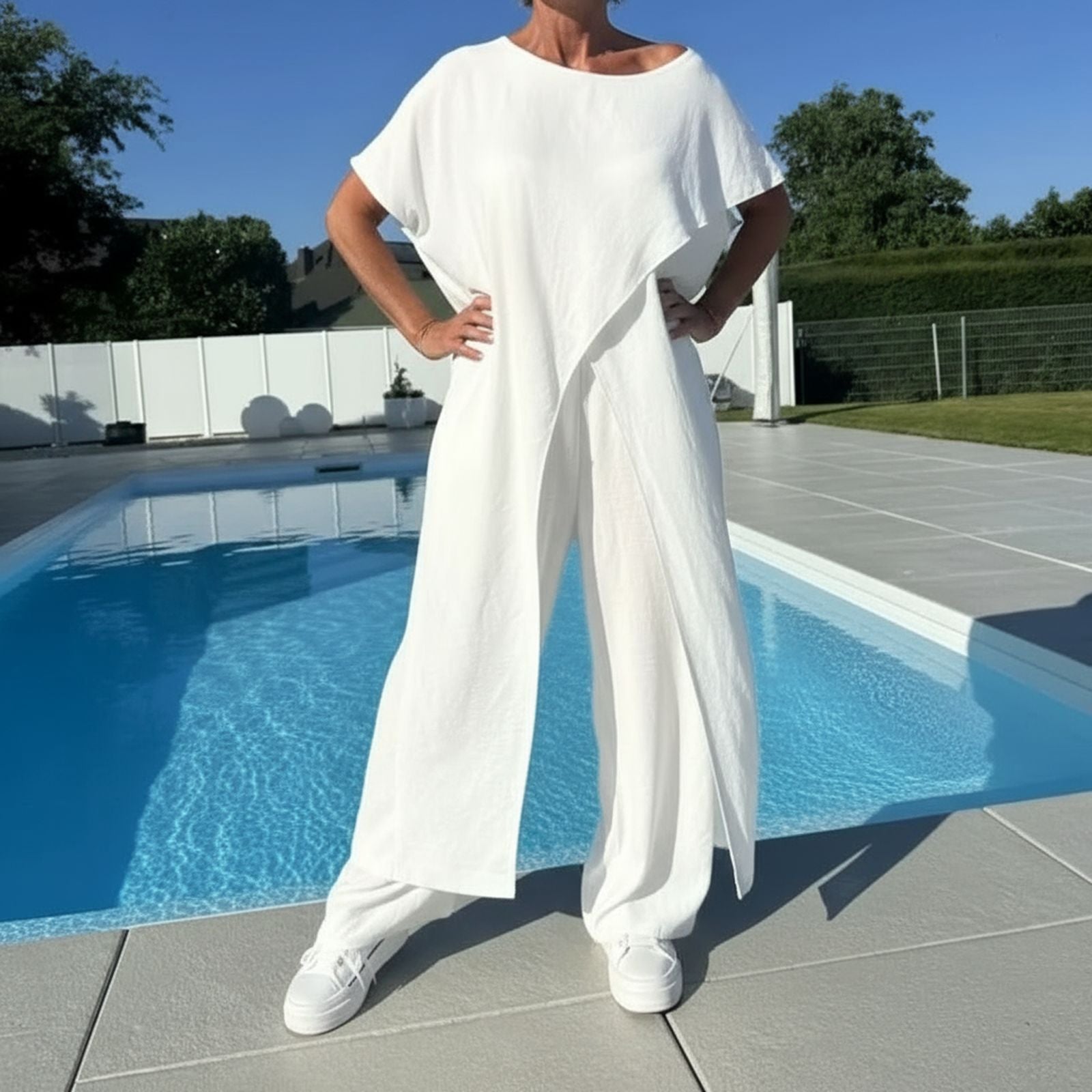 Conjunto CasaLuna™ em Linho de Algodão e Corte Assimétrico / O Conforto e Estilo que Voce Precisa!