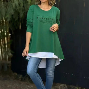Blusa Avelina™ em Malha Moletinho com Efeito em Camadas / Conforto Sofisticado e Estilo Sofisticado em Uma Só Peça!