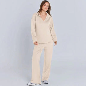 Conjunto Doralice™ com Blusa Gola V e Calça Reta de Malha Premium / Conforto Atemporal com Estilo que Abraça a Mulher Moderna!