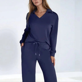 Conjunto Doralice™ com Blusa Gola V e Calça Reta de Malha Premium / Conforto Atemporal com Estilo que Abraça a Mulher Moderna!