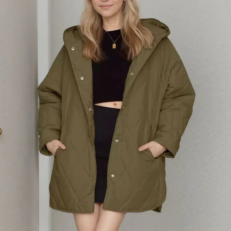 Casaco Mirella™ Estilo Parka com  Matelassê Aconchegante / Aconchego Feminino com Estilo Contemporâneo para Enfrentar o Inverno com Classe!