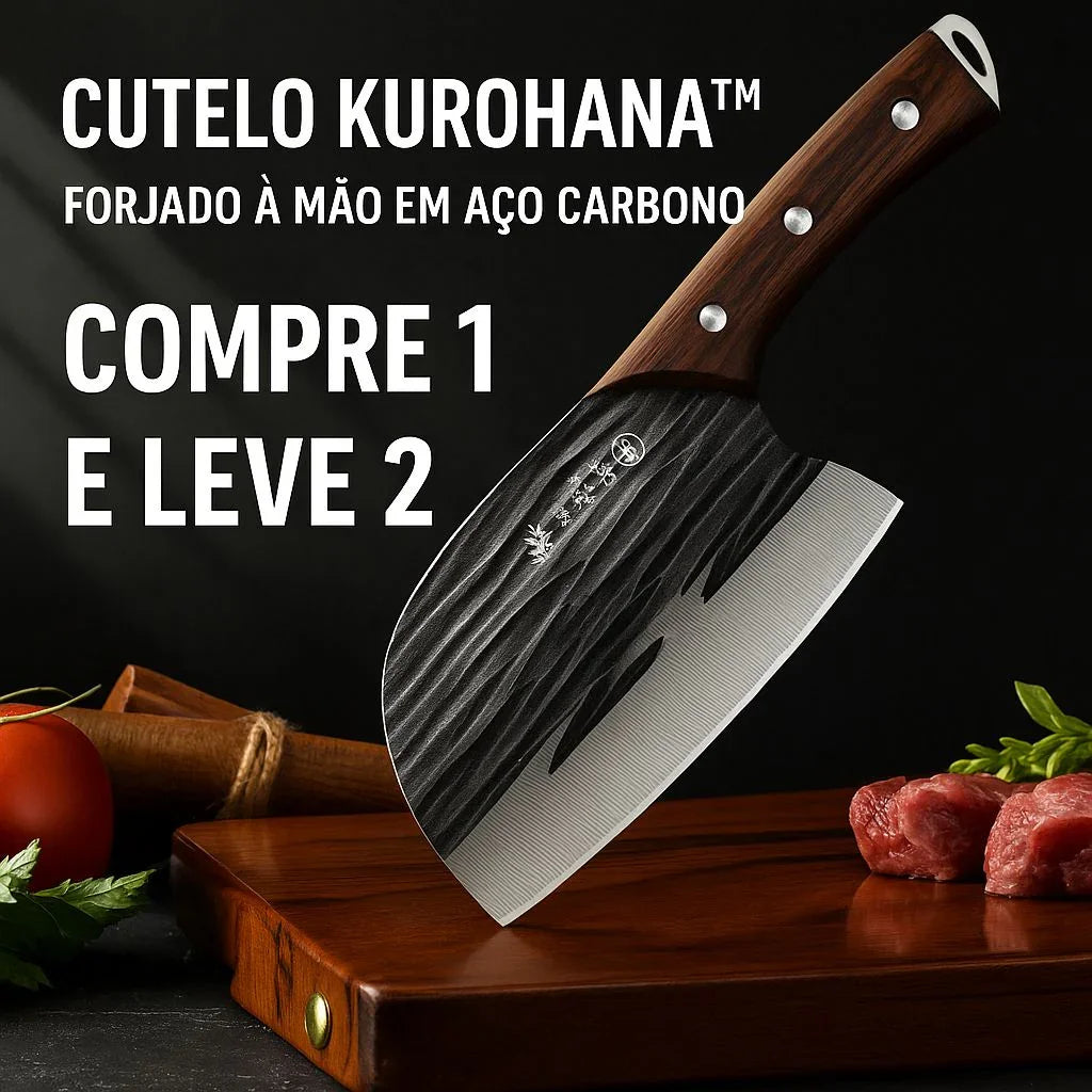 [COMPRE 1 E LEVE 2] Cutelo Japonês Kurohana™ Forjado à Mão em Aço Carbono Temperado / A Lâmina que Leva a Arte da Culinária a Sério!