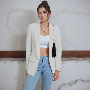 Blazer Amanda™ de Alfaiataria com Lapela Clássica / Do Casual ao Poder: A Peça que Eleva Qualquer Produção!