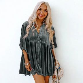 Camisa Elisabette™ em Veludo Acetinado Premium / Elegância Atemporal com Toque Macio e Caimento Sofisticado