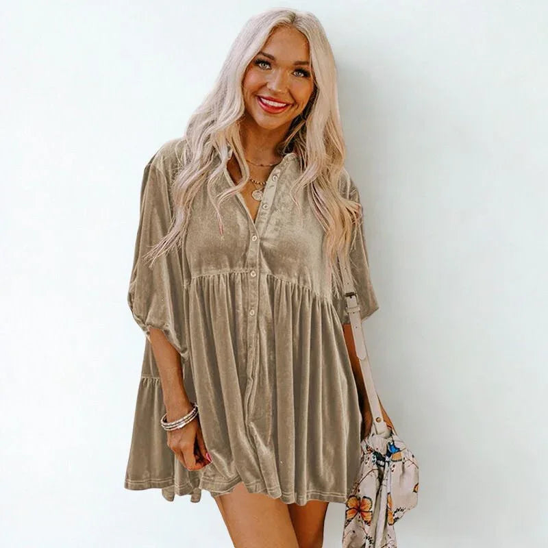 Camisa Elisabette™ em Veludo Acetinado Premium / Elegância Atemporal com Toque Macio e Caimento Sofisticado