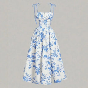 Vestido Violetta™ com Estampa Floral e Saia Ampla Confortável / Sofisticação Atemporal e Liberdade para Mulheres de Reais!