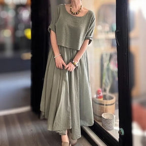 Conjunto Marrocos™ em Linho de Algodão com Camadas de Estilo / Duas Peças, Um Charme que Rompe Fronteiras!