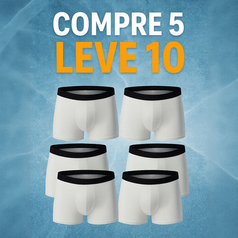 [COMPRE 5, LEVE 10] Kit de Cuecas Boxer Atlas™ Sem Costura com Forro Antibacteriano / Frescor, Proteção e Conforto 24h por Dia!