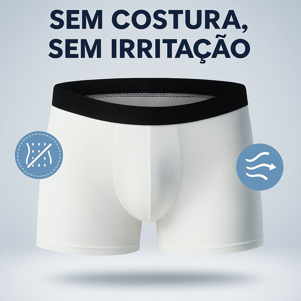 [COMPRE 5, LEVE 10] Kit de Cuecas Boxer Atlas™ Sem Costura com Forro Antibacteriano / Frescor, Proteção e Conforto 24h por Dia!