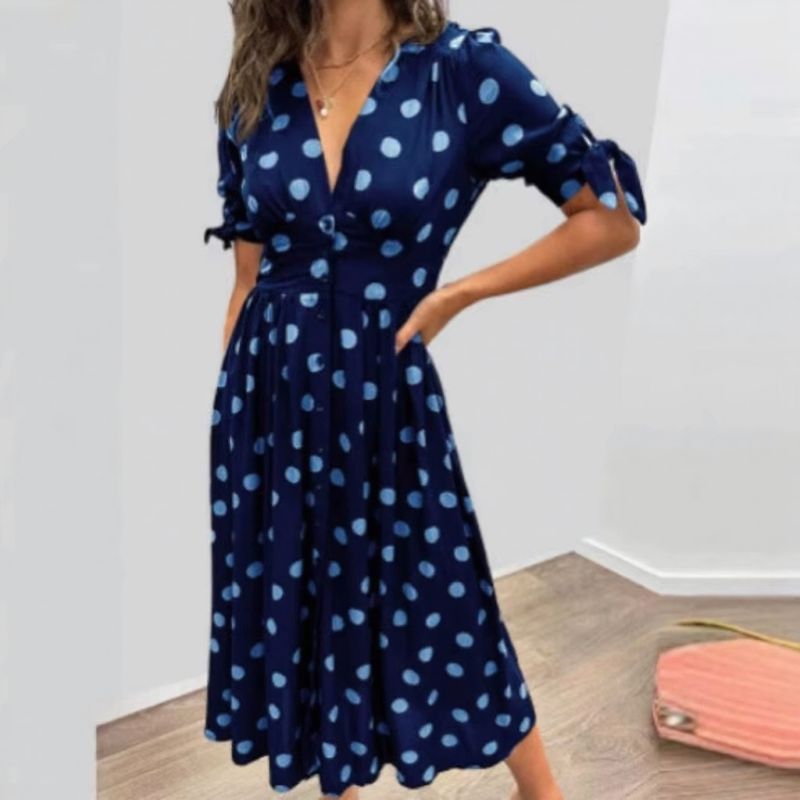 Vestido Charlotte Poá™ em Popelina com Mangas Laço e Caimento Fluido / Um Toque de Charme Vintage e Moderno!