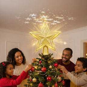 Projetor Natalino de Estrela para Topo de Árvore de Natal Modern Lar™ / O Toque Final Que Deixa Seu Natal Perfeito